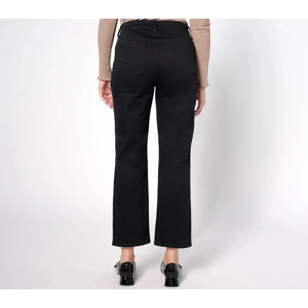 NYDJ Bailey Relaxed Jeans 14 Stretch Black Straight Leg Lift Tuck Ankle Jeans - Picture 2 of 16